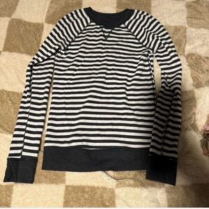 Lululemon Athletica Black and White Striped Long Sleeve Tee